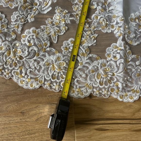 Vintage 1980s Pearl Beaded Wedding Gown | Basque Waist | Cathedral Train - Picture 6 of 16